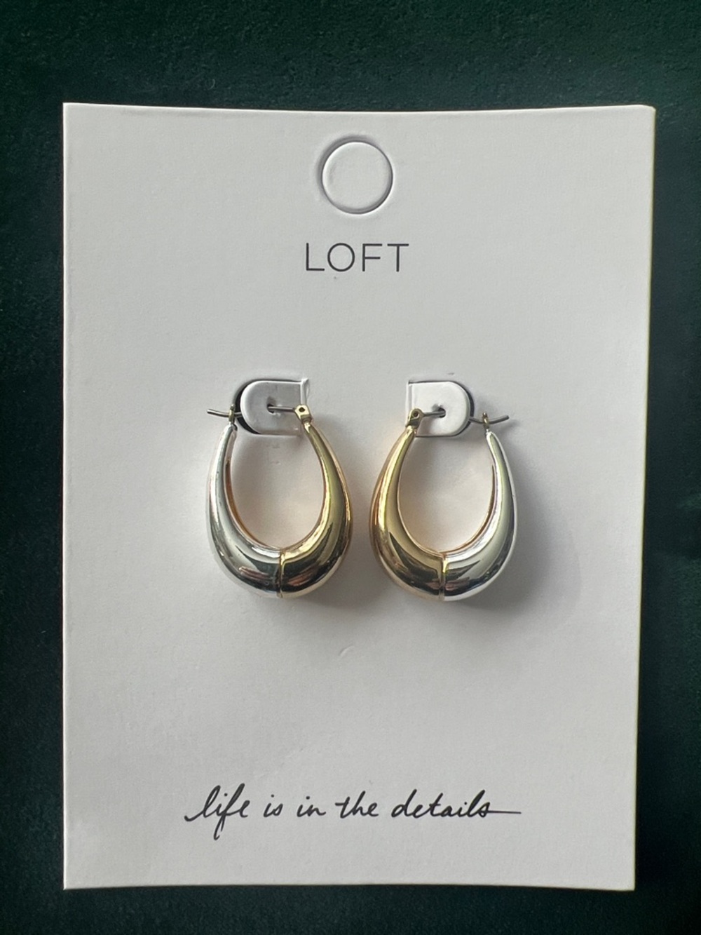 LOFT Mixed Metal Crescent Hoop Earrings in Silver and Gold
